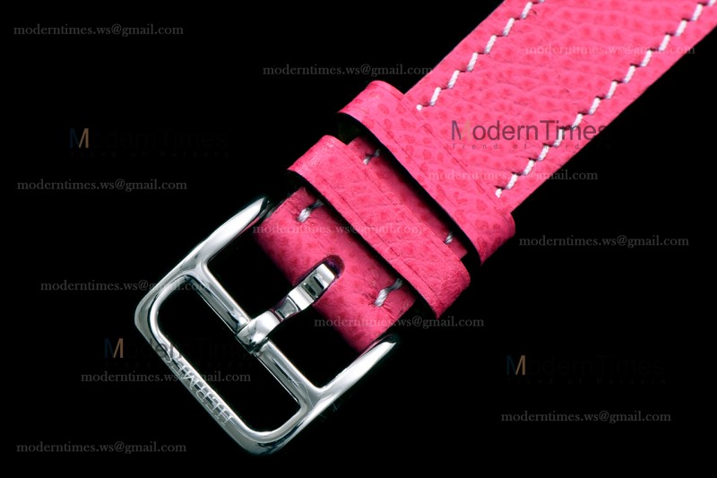 Hermes Slim D Series SS/LE BVF Wht/Pin Diams Quartz 