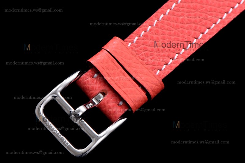 Hermes Slim D Series SS/LE BVF Wht/Red Quartz 