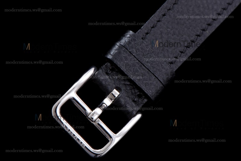 Hermes Slim D Series SS/LE BVF Wht/Blk Diams Quartz 