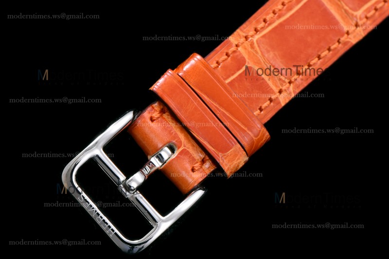 Hermes Slim D Series SS/LE BVF Wht/Bro Diams Quartz 