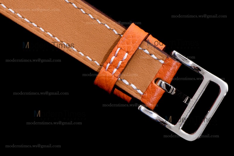 Hermes Slim D Series SS/LE BVF Wht/Bro Quartz 