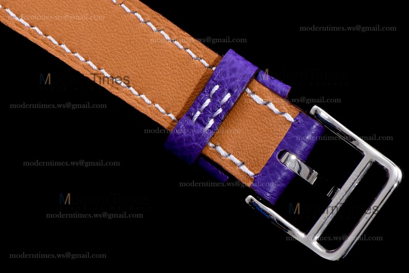 Hermes Slim D Series SS/LE BVF Wht/Per Quartz 