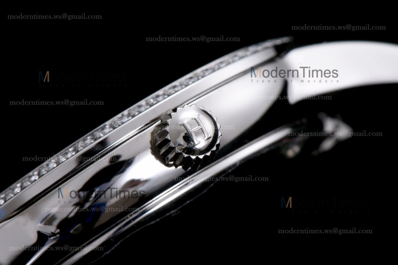 Hermes Slim D Series SS/LE BVF Wht/Per Diams Quartz 