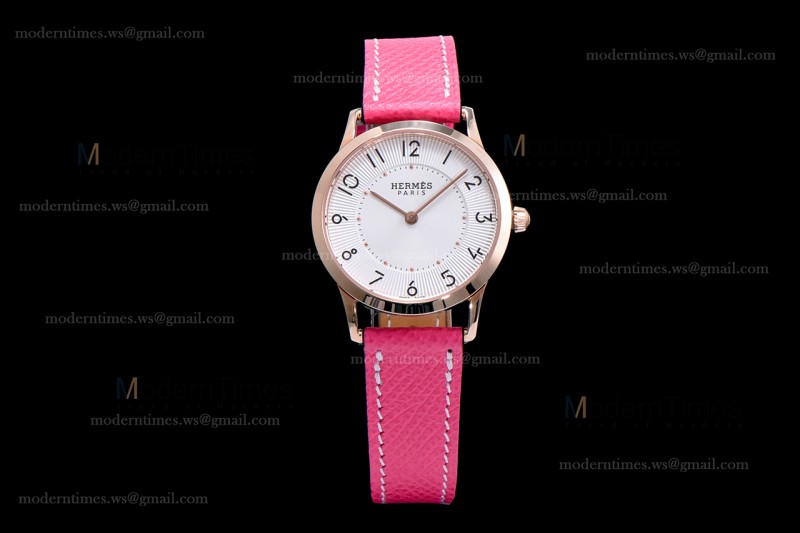 Hermes Slim D Series RG/LE BVF Wht/Pin Quartz 
