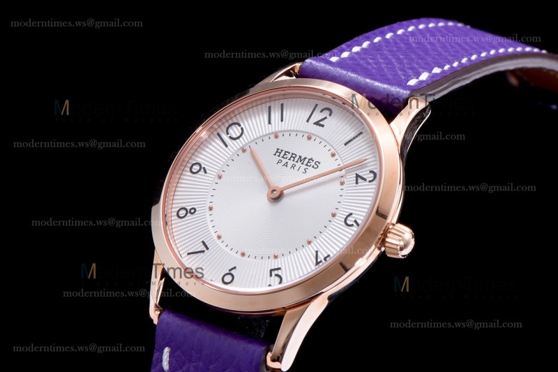 Hermes Slim D Series RG/LE BVF Wht/Per Quartz 