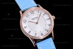 Hermes Slim D Series RG/LE BVF Wht/Blu Diams Quartz 