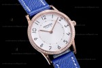 Hermes Slim D Series RG/LE BVF Wht/Blu Diams Quartz 