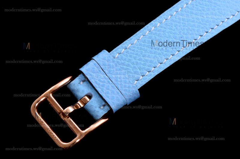Hermes Slim D Series RG/LE BVF Wht/Blu Diams Quartz 