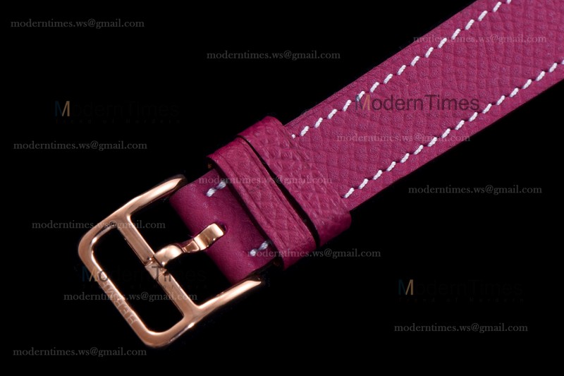 Hermes Slim D Series RG/LE BVF Wht/Red Diams Quartz 