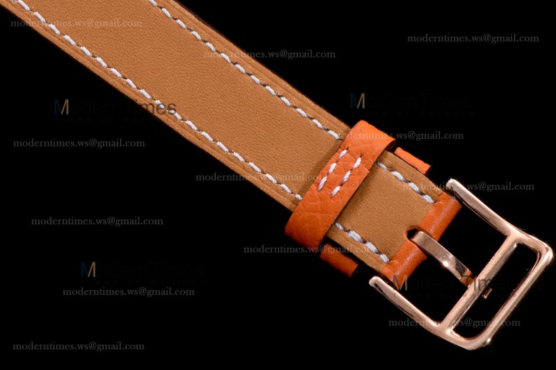 Hermes Slim D Series RG/LE BVF Wht/Bro Diams Quartz 