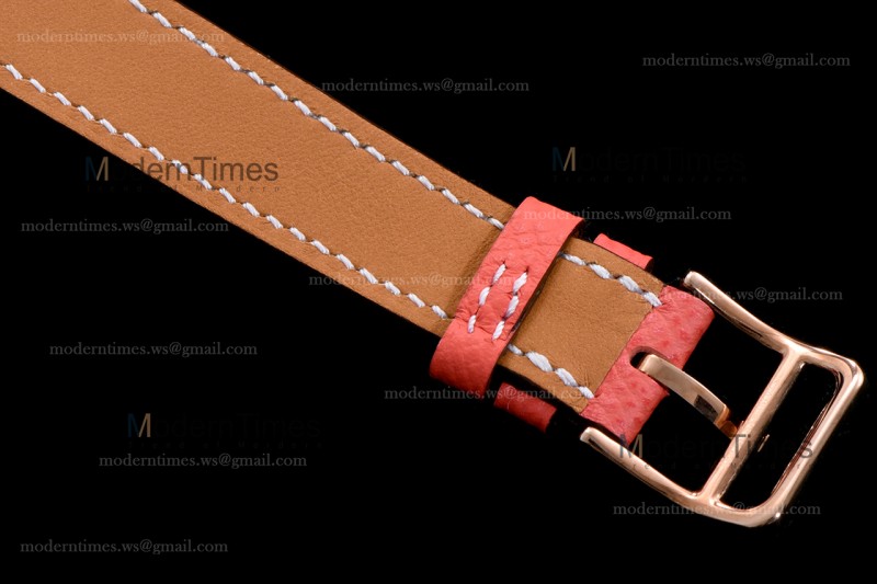 Hermes Slim D Series RG/LE BVF Wht/Red Diams Quartz 