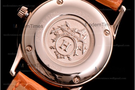 Hermes Slim D Series RG/LE BVF Wht/Blu Diams Quartz 