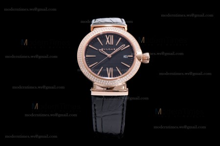 Bvlgari LVCEA Series RG/LE Blk/Blk Diams BVF Automatic 