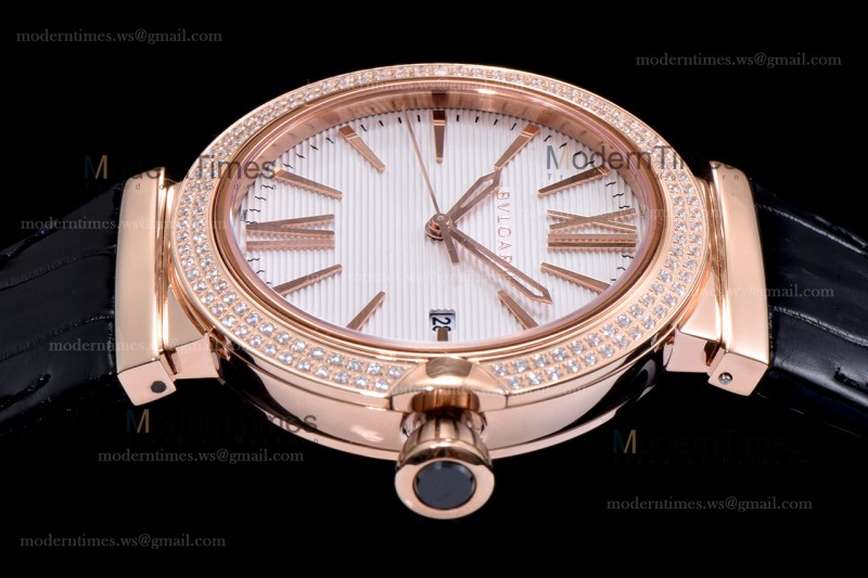Bvlgari LVCEA Series RG/LE Wht/Blk Diams BVF Automatic 