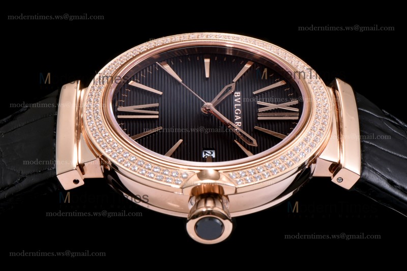 Bvlgari LVCEA Series RG/LE Blk/Blk Diams BVF Automatic 