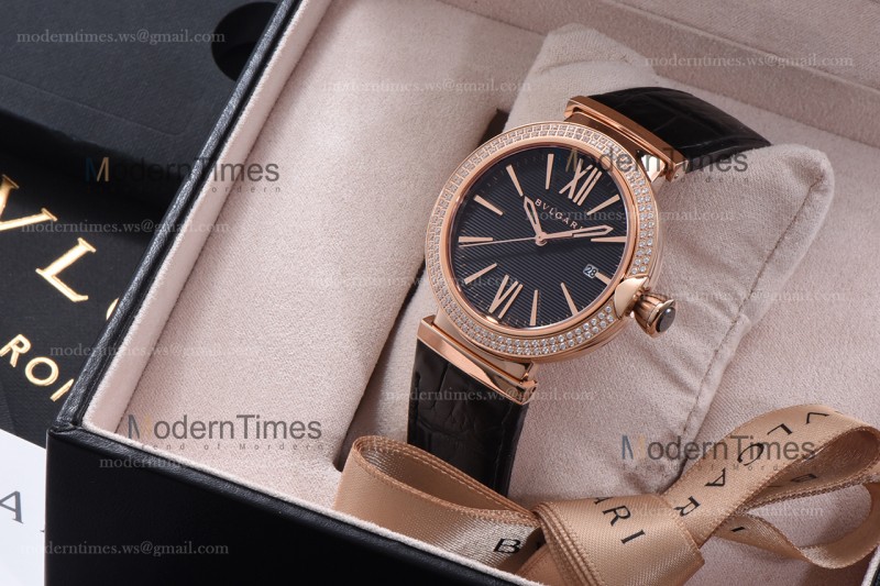 Bvlgari LVCEA Series RG/LE Blk/Blk Diams BVF Automatic 