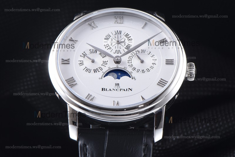 Blancpain Villeret SS/LE Wht/Blk Sapphire ZBF Automatic 6057-1542-55B