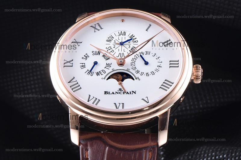 Blancpain Villeret RG/LE Wht/Bro Sapphire ZBF Automatic 6659-3631-58B