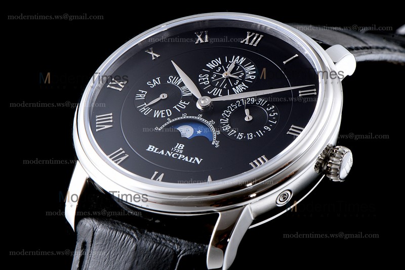 Blancpain Villeret SS/LE Blk/Blk Sapphire ZBF Automatic 6057-1542-55B