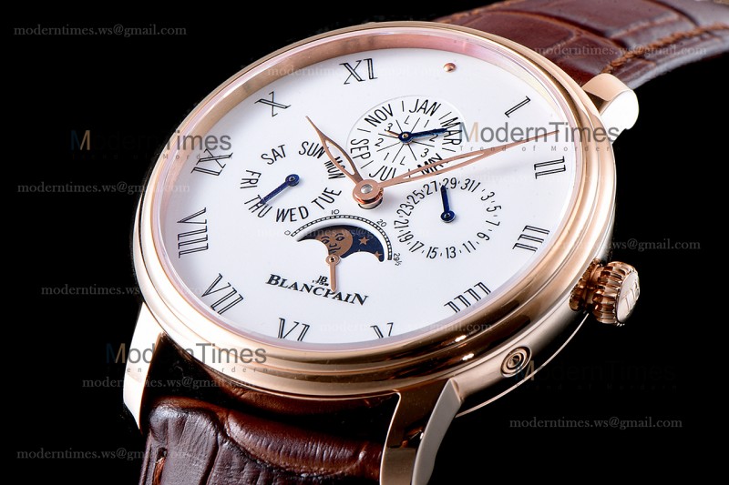 Blancpain Villeret RG/LE Wht/Bro Sapphire ZBF Automatic 6659-3631-58B