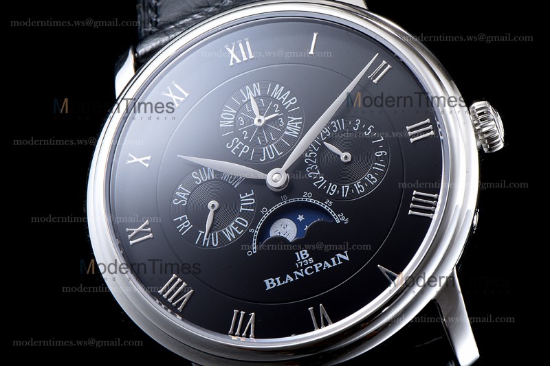 Blancpain Villeret SS/LE Blk/Blk Sapphire ZBF Automatic 6057-1542-55B