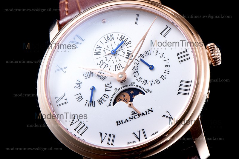 Blancpain Villeret RG/LE Wht/Bro Sapphire ZBF Automatic 6659-3631-58B