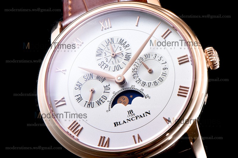 Blancpain Villeret RG/LE Wht/Bro Sapphire ZBF Automatic 6057-3642-55B