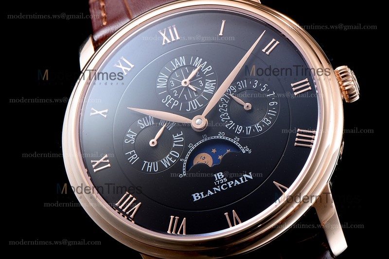 Blancpain Villeret RG/LE Blk/Bro Sapphire ZBF Automatic 6057-3642-55B