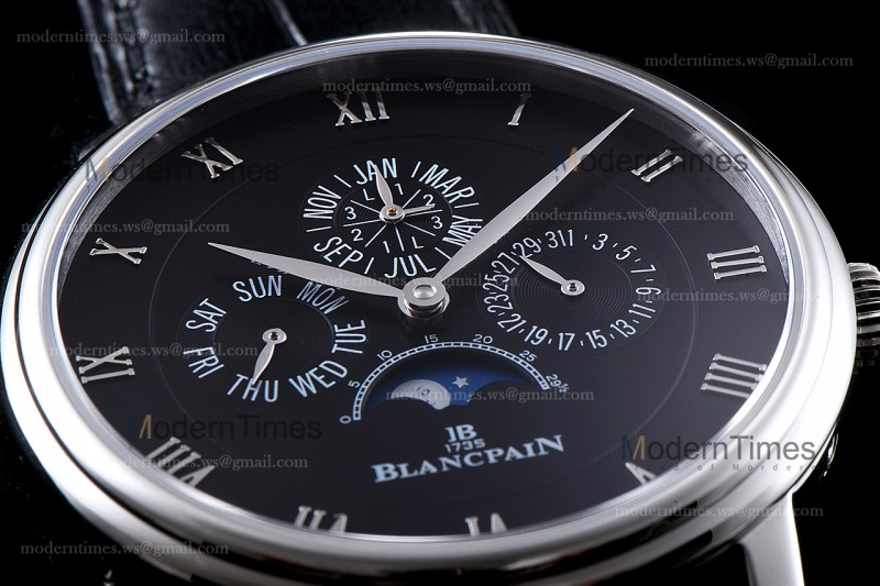 Blancpain Villeret SS/LE Blk/Blk Sapphire ZBF Automatic 6057-1542-55B