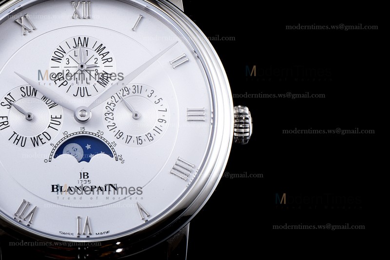 Blancpain Villeret SS/LE Wht/Blk Sapphire ZBF Automatic 6057-1542-55B