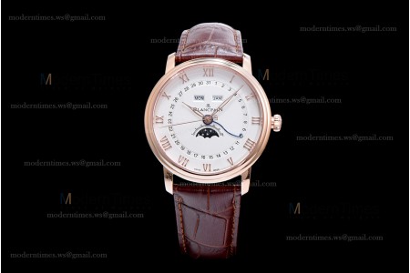 Blancpain Villeret RG/LE Wht/Bro Sapphire ZBF Automatic 6654-3642-55B