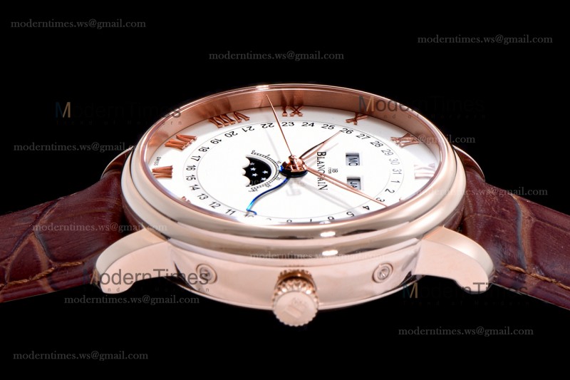 Blancpain Villeret RG/LE Wht/Bro Sapphire ZBF Automatic 6654-3642-55B