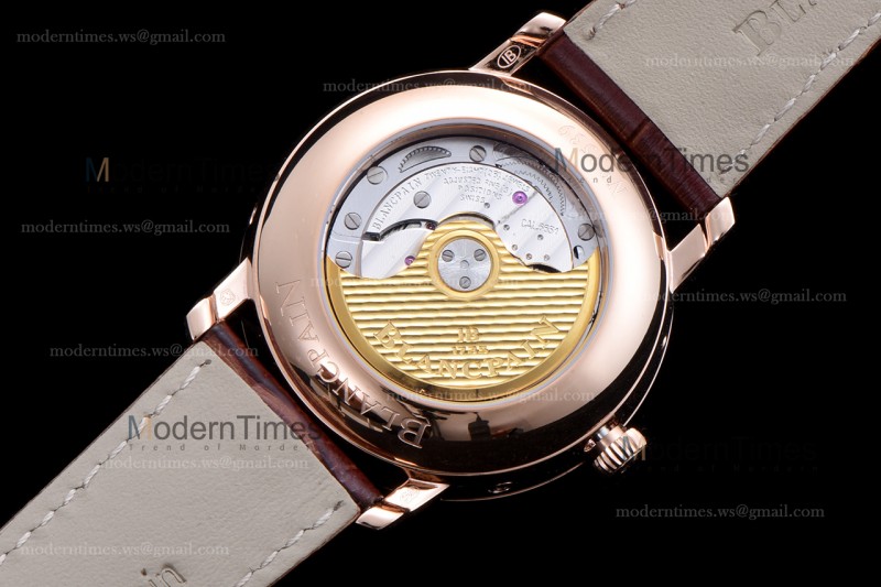 Blancpain Villeret RG/LE Wht/Bro Sapphire ZBF Automatic 6664-3642-55B