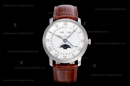 Blancpain Villeret SS/LE Wht/BroSapphire OMF Automatic 6654A-1127-55B
