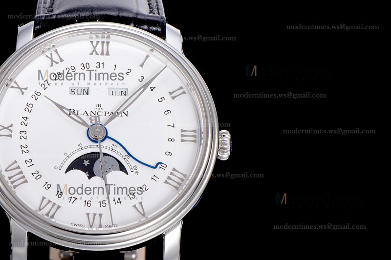 Blancpain Villeret SS/LE Wht/Blk Sapphire OMF Automatic 6654A-1127-55B