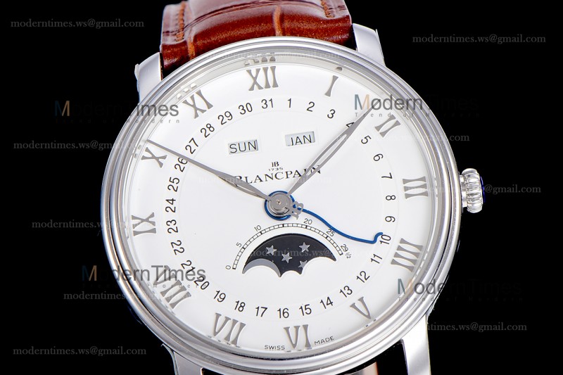 Blancpain Villeret SS/LE Wht/BroSapphire OMF Automatic 6654A-1127-55B