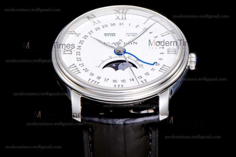 Blancpain Villeret SS/LE Wht/Blk Sapphire OMF Automatic 6654A-1127-55B