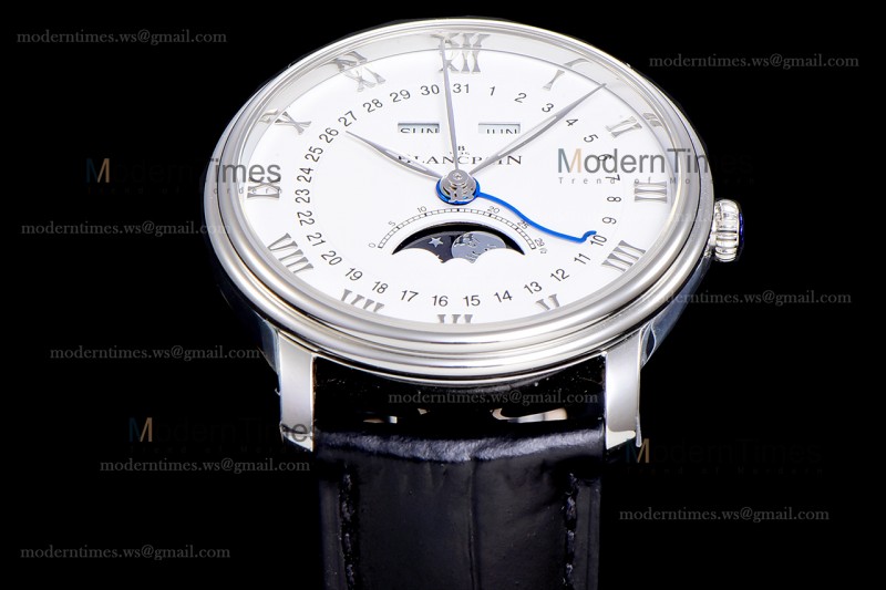 Blancpain Villeret SS/LE Wht/Blk Sapphire OMF Automatic 6654A-1127-55B