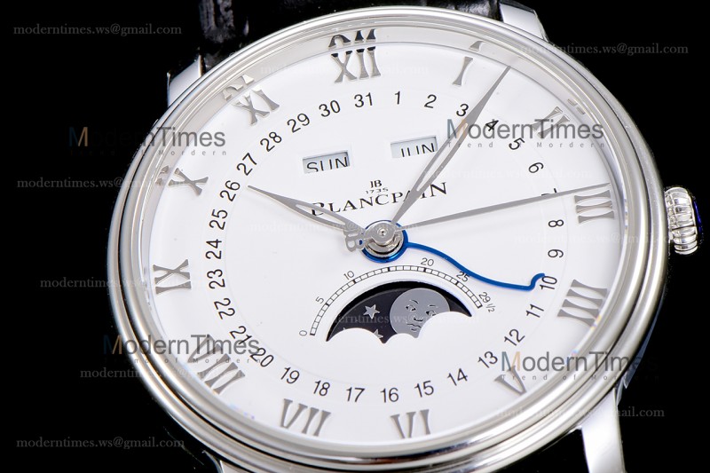 Blancpain Villeret SS/LE Wht/Blk Sapphire OMF Automatic 6654A-1127-55B