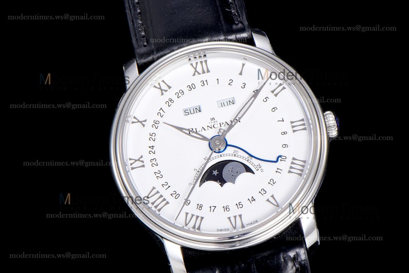 Blancpain Villeret SS/LE Wht/Blk Sapphire OMF Automatic 6654A-1127-55B