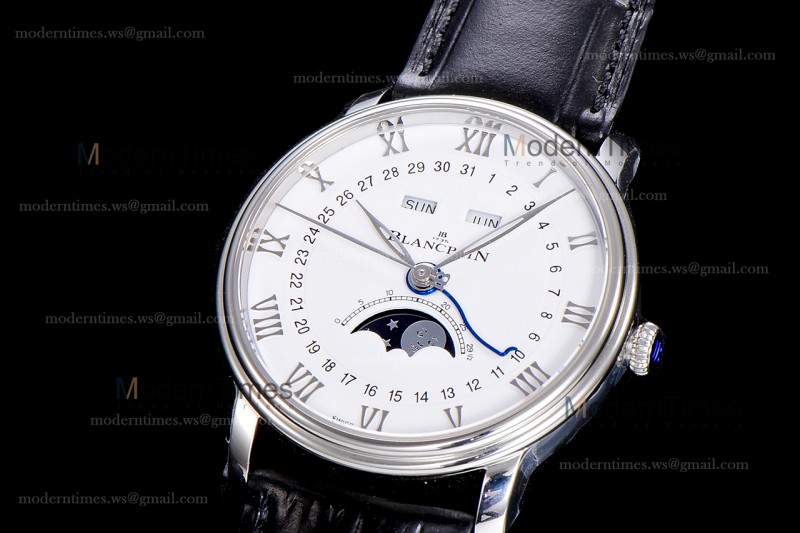 Blancpain Villeret SS/LE Wht/Blk Sapphire OMF Automatic 6654A-1127-55B