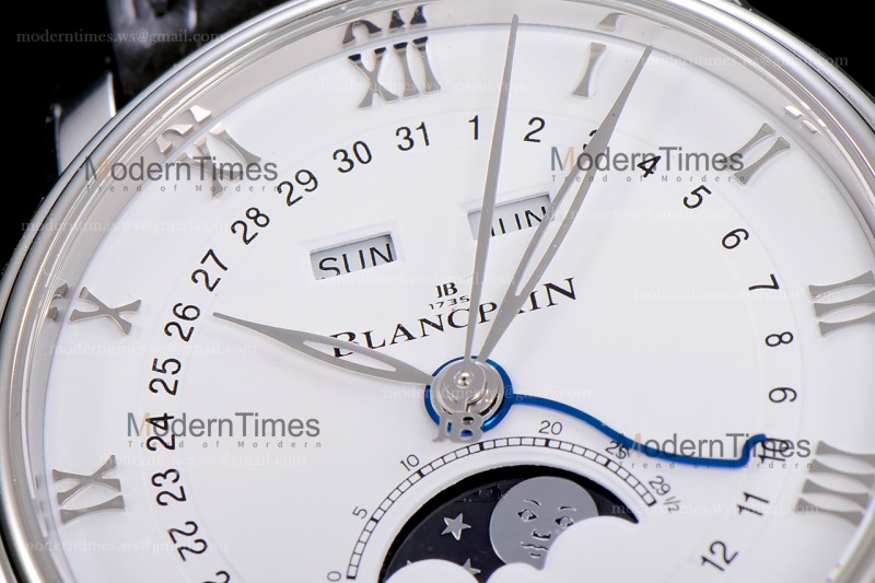 Blancpain Villeret SS/LE Wht/Blk Sapphire OMF Automatic 6654A-1127-55B