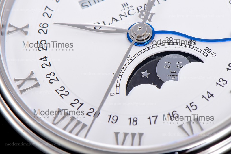 Blancpain Villeret SS/LE Wht/Blk Sapphire OMF Automatic 6654A-1127-55B