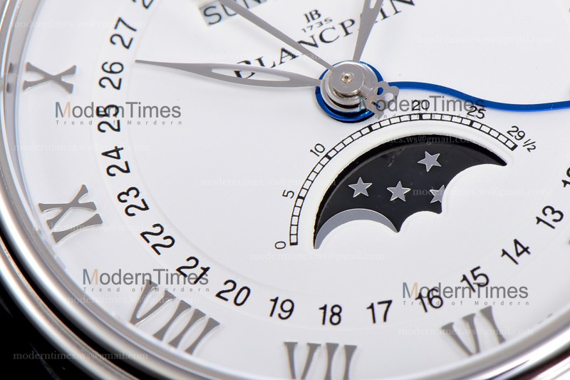 Blancpain Villeret SS/LE Wht/Blk Sapphire OMF Automatic 6654A-1127-55B