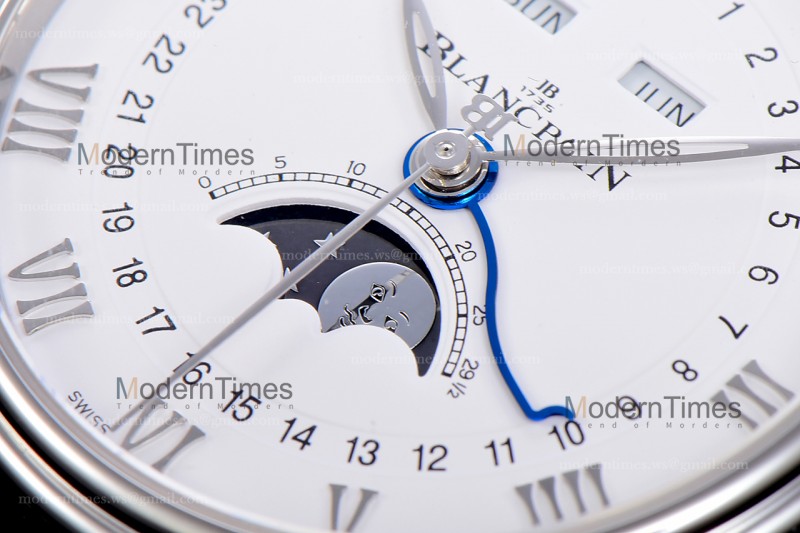 Blancpain Villeret SS/LE Wht/Blk Sapphire OMF Automatic 6654A-1127-55B