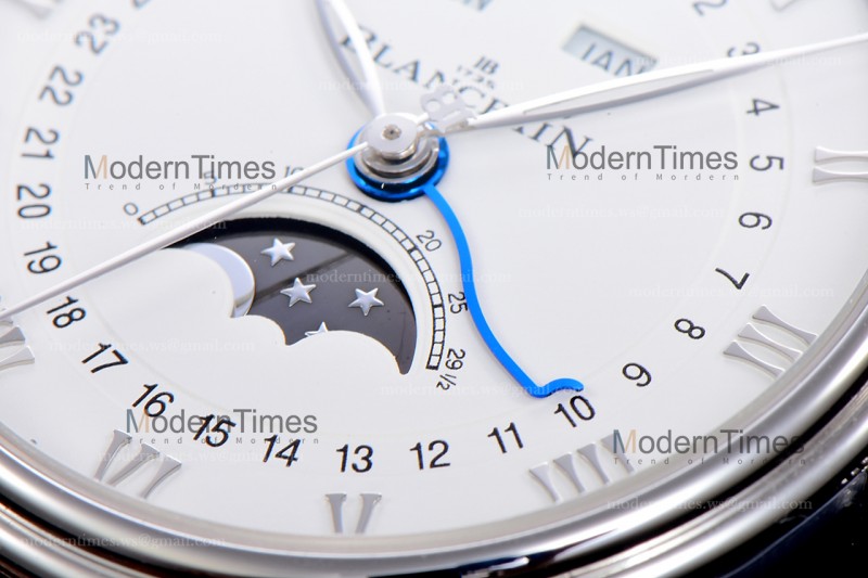 Blancpain Villeret SS/LE Wht/Blk Sapphire OMF Automatic 6654A-1127-55B