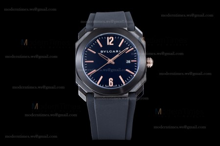 Bvlgari OCTO Series PVD/RU Blk/Blk JIF Quartz 102581 BGO41BBSVD