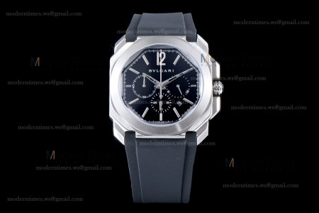 Bvlgari OCTO Series SS/RU Blk/Blk JIF Quartz 102103 BGO41BSLDCH