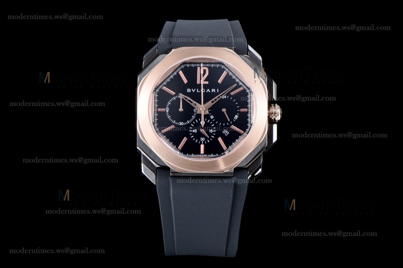 Bvlgari OCTO Series RG/RU Blk/Blk JIF PVD Quartz 102488 BGO41BBSPGVDCH