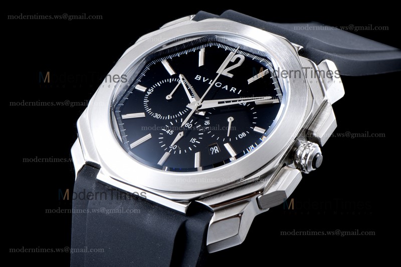 Bvlgari OCTO Series SS/RU Blk/Blk JIF Quartz 102103 BGO41BSLDCH
